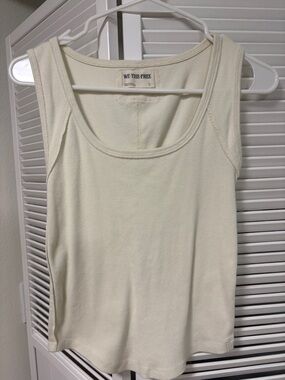 We The Free Cream Ribbed Scoop Tank